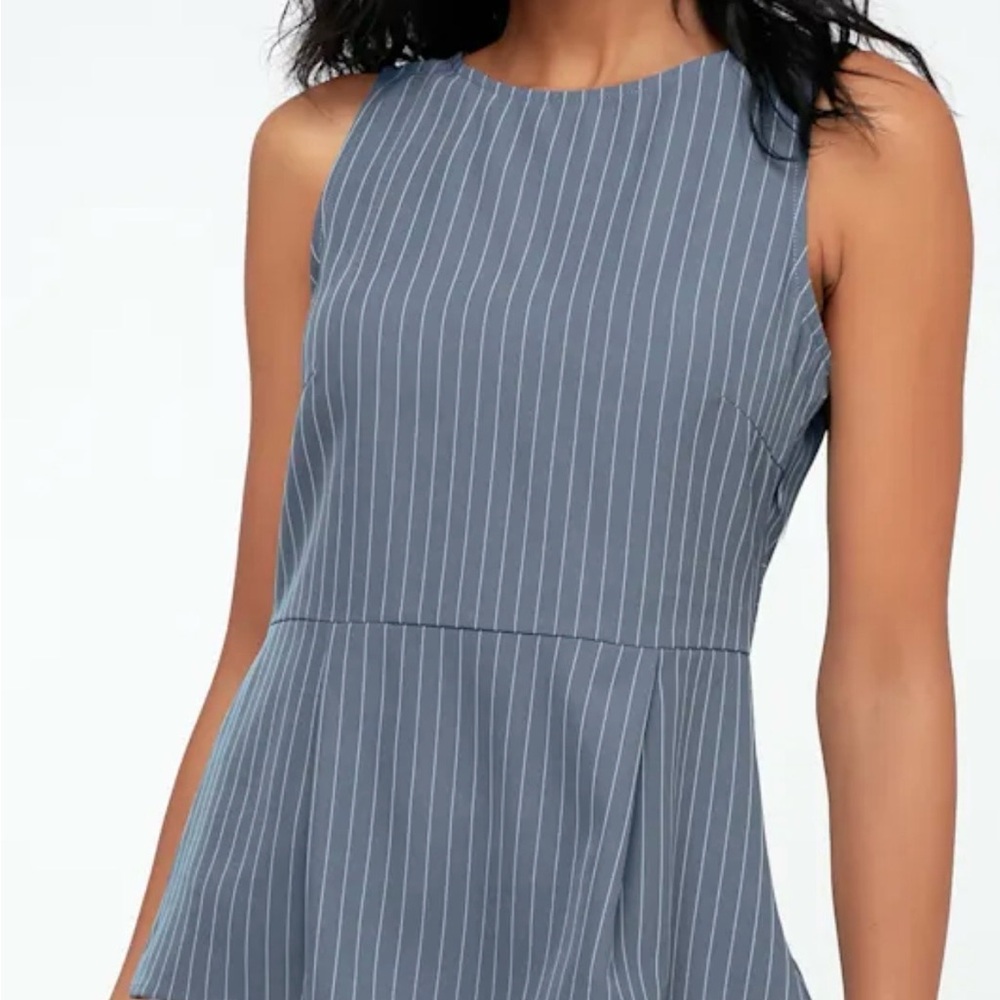 Lulu's Blue Pinstripe Sleeveless Top Size medium